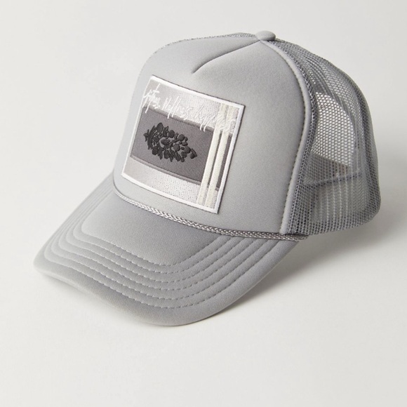 Free People Strike Out Tonal Trucker Hat in Grey NWT